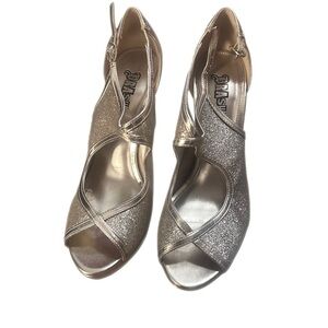 Gold sparkly high heels